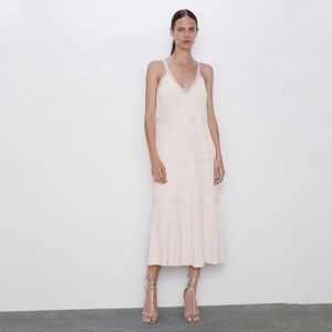 Zara Cami Lace Tiered Valentines Maxi Dress Medium